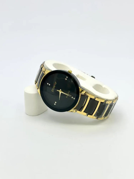 Golden Black Men's Formal Analogue Watch
